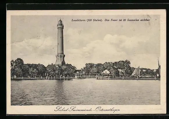 AK Swinemünde-Osternothafen, Blick auf den Leuchtturm