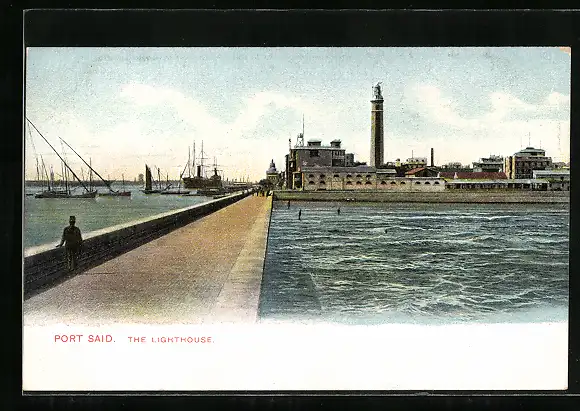 AK Port Said, The Lighthouse, Blick zum Leuchtturm