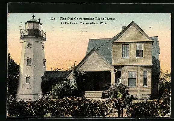 AK Milwaukee, Wis., Lake Park, The Old government Light House, Leuchtturm