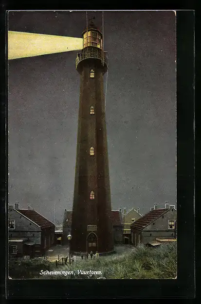 AK Scheveningen, Vuurtoren, Leuchtturm in Betrieb