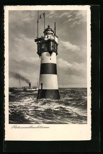 AK Rotesandleuchtturm mit  und Dampfer