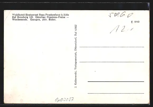 AK Frankenforst b. Köln, Restaurant Haus Frankenforst