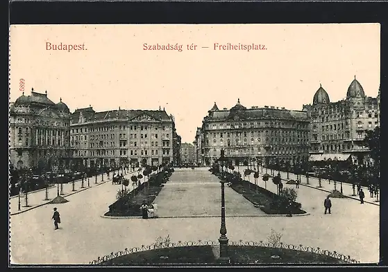 AK Budapest, Blick auf den Freiheitsplatz