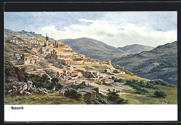 Künstler-AK Friedrich Perlberg: Nazareth, Ortsansicht