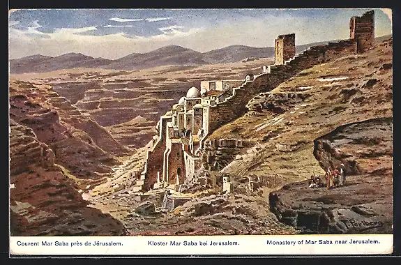 Künstler-AK Friedrich Perlberg: Monastery of Mar Saba near Jerusalem