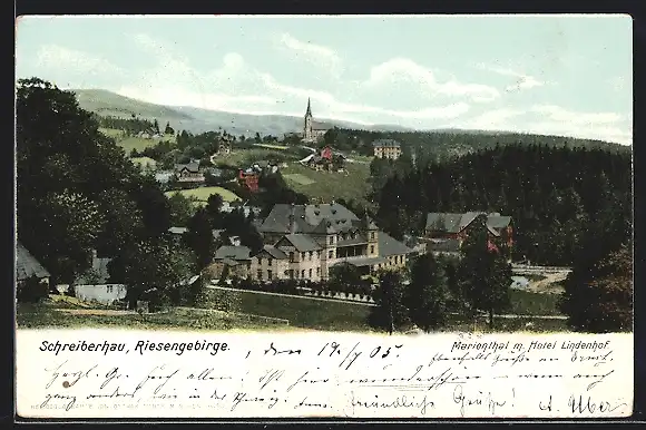 AK Schreiberhau /Riesengebirge, Marienthal mit Hotel Lindenhof