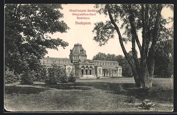 AK Budapest, Badehaus, Margarethen-Insel