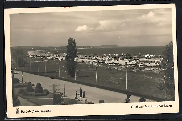 AK Swinemünde, Blick auf die Strandanlagen