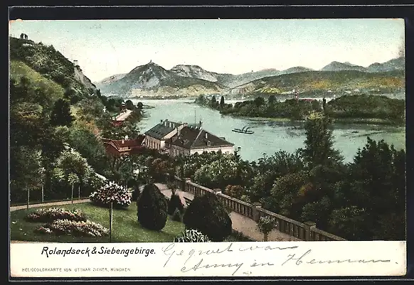 AK Remagen, Blick auf Rolandseck und Siebengebirge