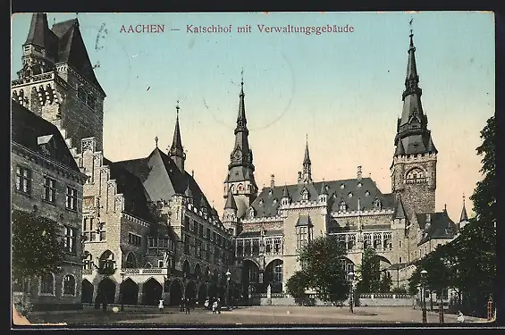 AK Aachen, Ansicht vom Katschhof mit Verwaltungsgebäude