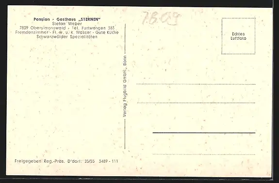 AK Obersimonswald, Pension-Gasthaus Sternen, Bes. Stefan Weber