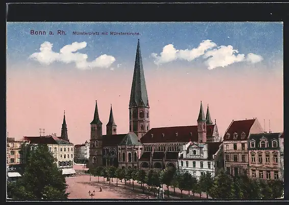 AK Bonn a. Rh., Münsterplatz mit Münsterkirche