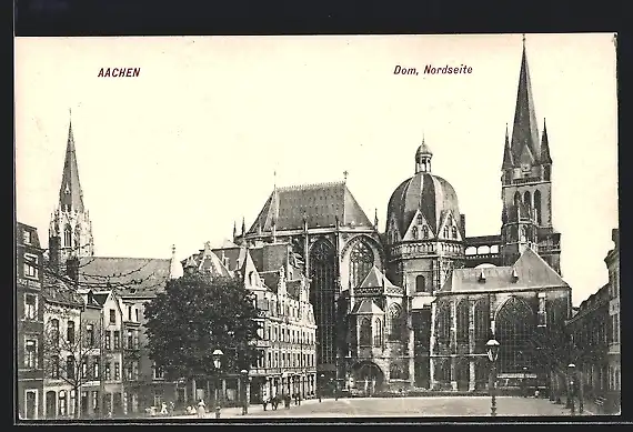 AK Aachen, Nordseite vom Dom