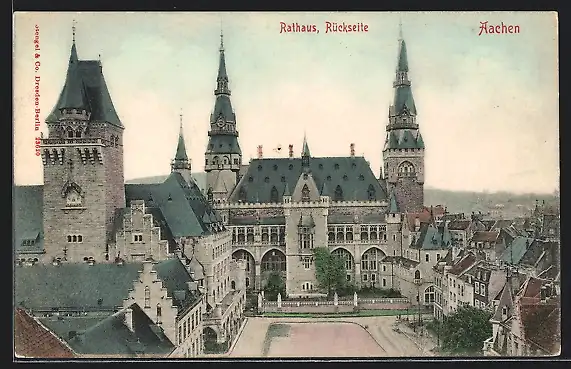 AK Aachen, Rathaus, Rückseite