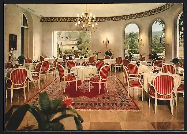 AK Herrenalb / Schwarzwald, Mönch's Posthotel, Blick in den Runden Saal