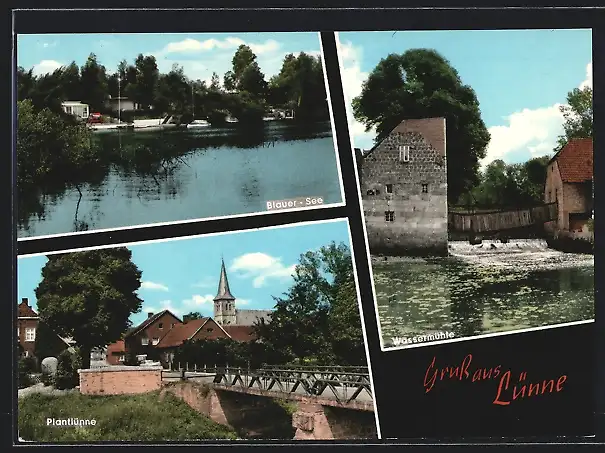 AK Lünne, Blauer See, Wassermühle, Plantlünne