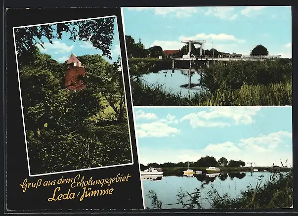 AK Leer / Leda - Jümme, Turm, Schleuse und Fluss