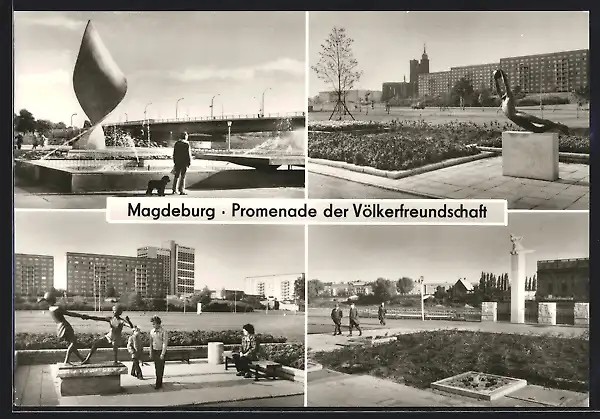 AK Magdeburg, Promenade der Völkerfreundschaft - Plastiken