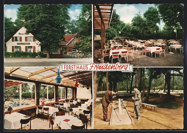 AK Altschermbeck, Gasthaus Forsthaus Freudenberg, Innenansicht, Garten