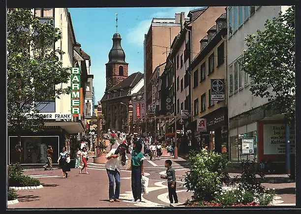 AK Pirmasens /Pfalz, Fussgängerzone Hauptstrasse mit Geschäften