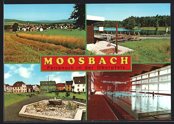 AK Moosbach /Opf., Cafe am See, Hallenbad, Park