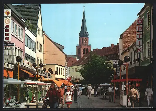AK Zweibrücken /Pfalz, Fussgängerzone Hauptstrasse mit Geschäften