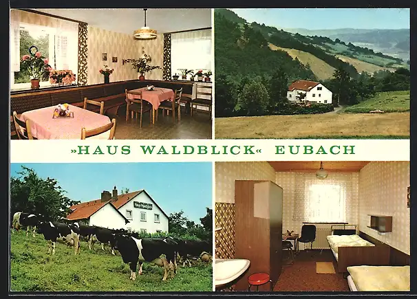 AK Eubach, Hotel Haus Waldblick, Junkerrain 7, Innenansichten