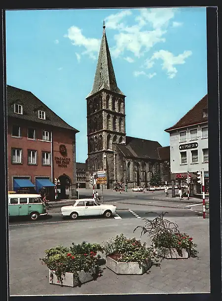 AK Hamm /Westf., Pauluskirche mit Strassenpartie