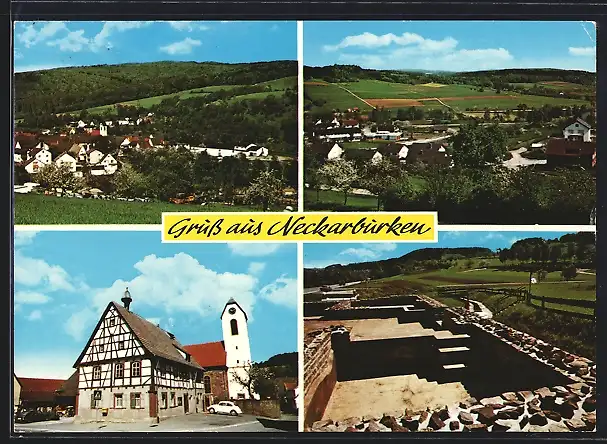AK Neckarburken, Totalansicht, Ortspartie mit Kirche