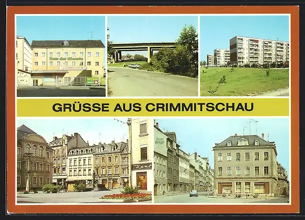 AK Crimmitschau, Haus der Dienste, Autobahnbrücke
