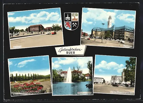 AK Gelsenkirchen-Buer, Freiheit, Rathaus, Wappen