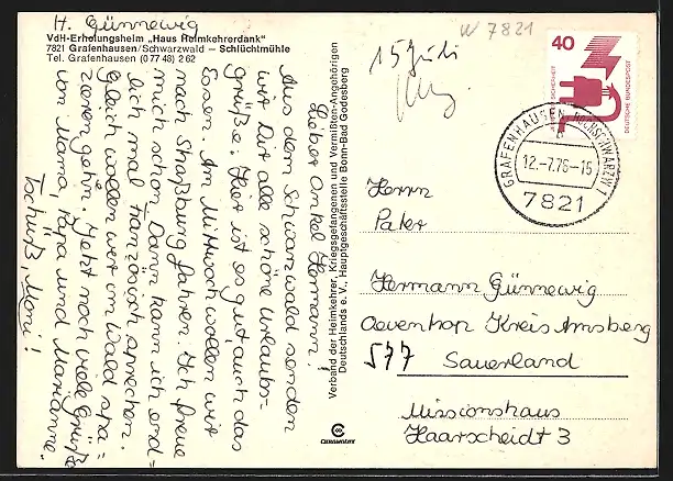 AK Grafenhausen /Schwarzw., VdH-Erholungsheim Haus Heimkehrerdank aus der Vogelschau