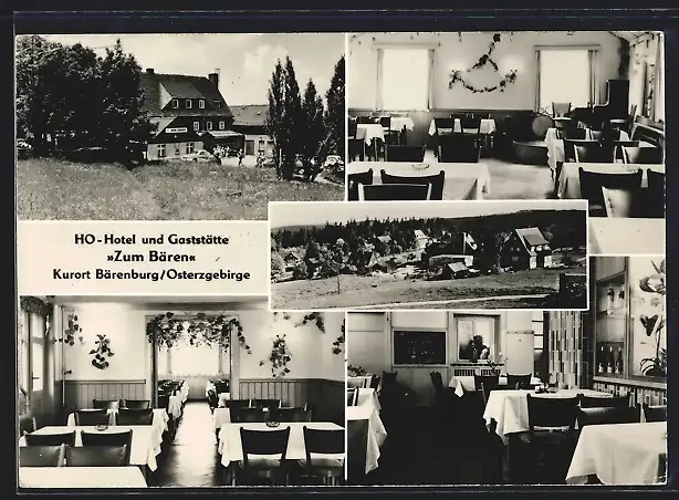 AK Bärenburg /Erzgeb., HO-Hotel-Gaststätte zum Bären, Ortsansicht