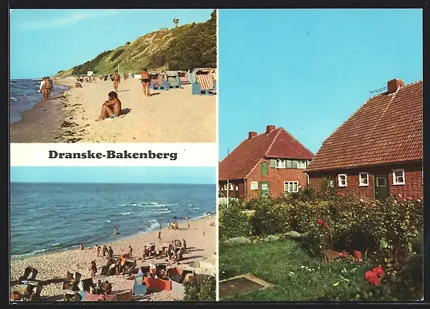 AK Dranske-Bakenberg, Strandansicht mit Badegästen