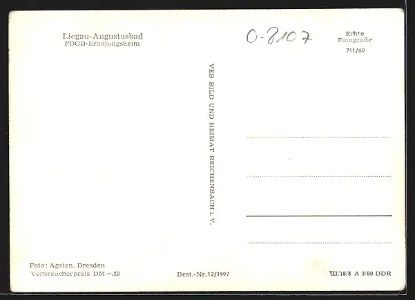 AK Liegau-Augustusbad, FDGB-Erholungsheim