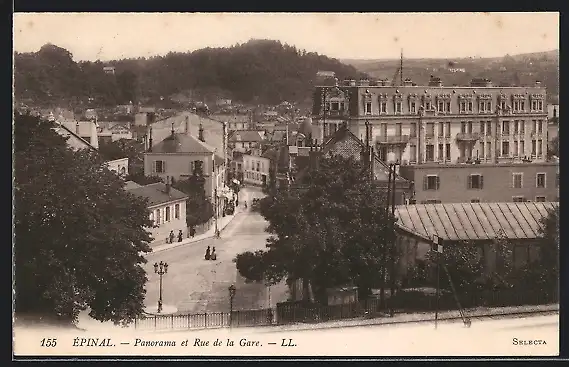 AK Épinal, Panorama et Rue de la Gare