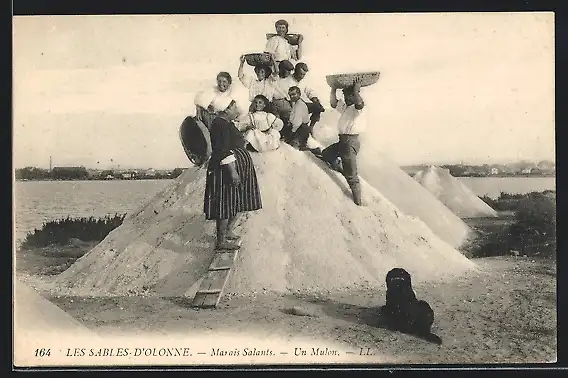AK Les Sables-D`Olonne, Marais Salants, Un Mulon, Arbeiter auf einem Salzhaufen