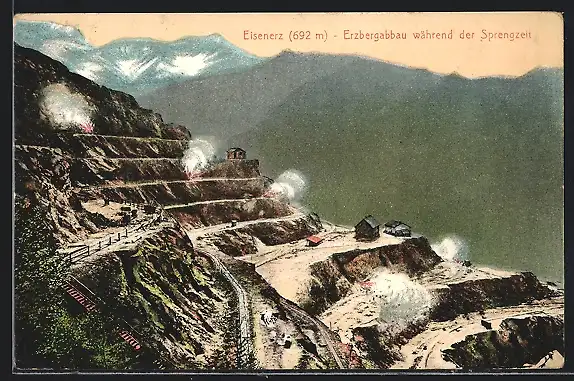 AK Eisenerz, Erzbergabbau während der Sprengzeit
