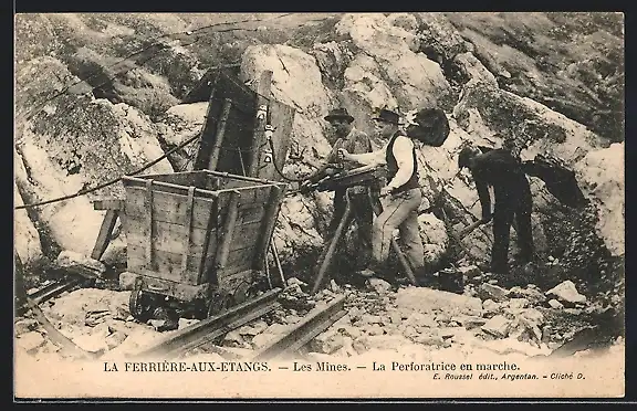 AK La Ferriere-aux-Etangs, Les Mines, La Perforatrice en marche