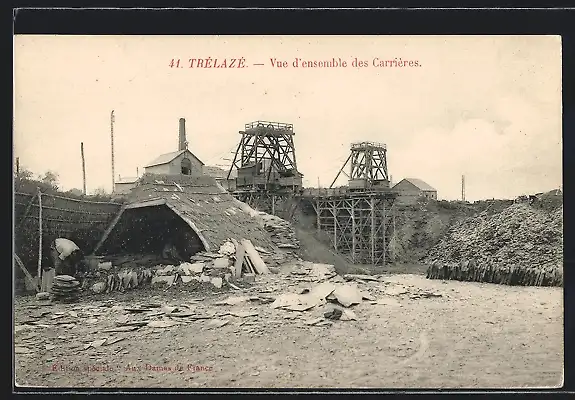 AK Trélazé, Vue d`ensemble des Carrières, Steinbruch