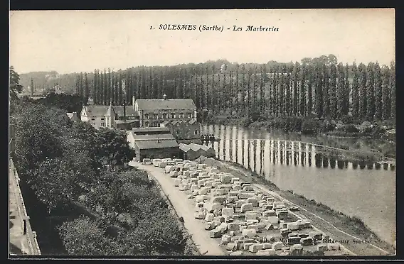 AK Solesmes, Industrie locale, les Marbreries vues de la Terrasse de l'Abbaye