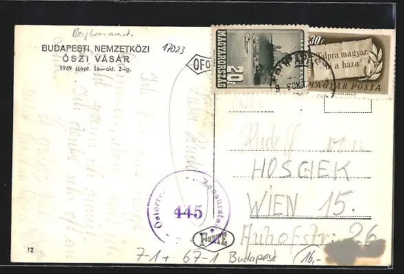AK Budapest, Budapesti Nemzetközi Öszi Vasar 1949