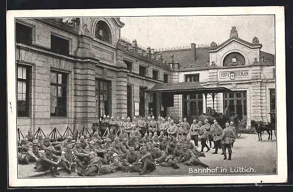 AK Lüttich, Soldaten am Bahnhof