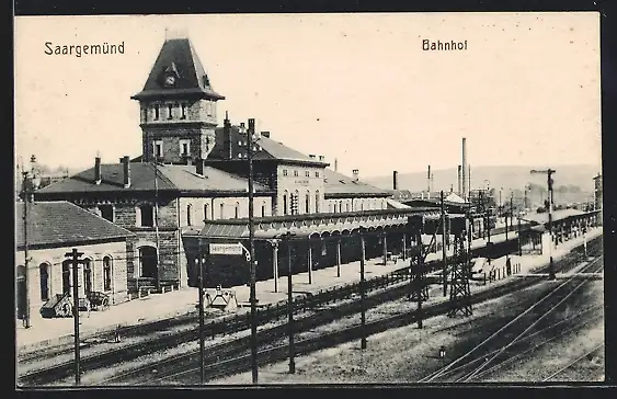 AK Saargemünd, Bahnhof aus der Vogelschau