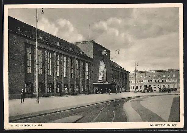AK Königsberg i. Pr., Blick zum Hauptbahnhof
