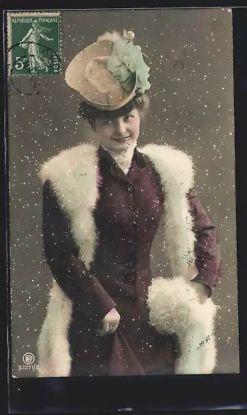 Foto-AK RPH Nr. S.1271 /2: Junge Frau im tollen Outfit mit Hut