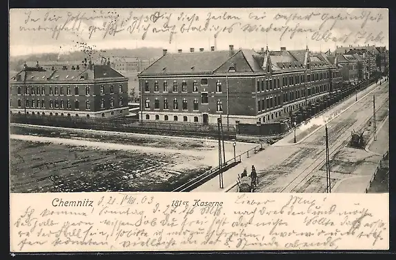 AK Chemnitz, 181er Kaserne aus der Vogelschau