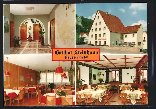 AK Hausen im Tal, Vier Ansichten vom Gasthof Steinhaus
