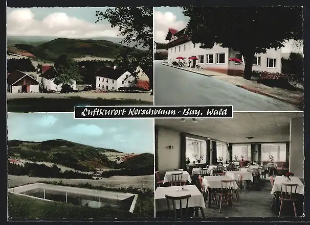 AK Kerschbaum /Bayr. Wald, Vier Ansichten von und aus der Pension Kerschbaum
