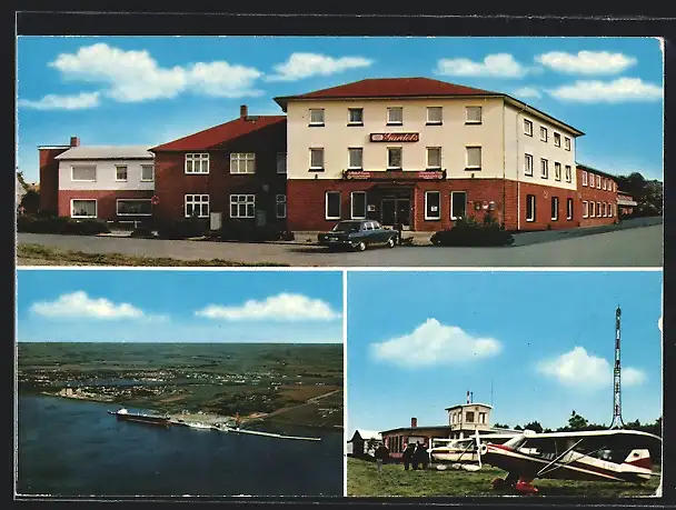 AK St. Michaelisdonn bei Brunsbüttel, Totalansicht aus der Vogelschau, Flugzeuge, Hotel Gardels